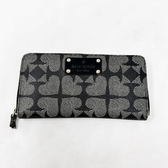 [Kate Spade] Neda Black Pebbled Leather Ace of Spades Zip Around Wallet *FLAW* - Picture 9 of 12
